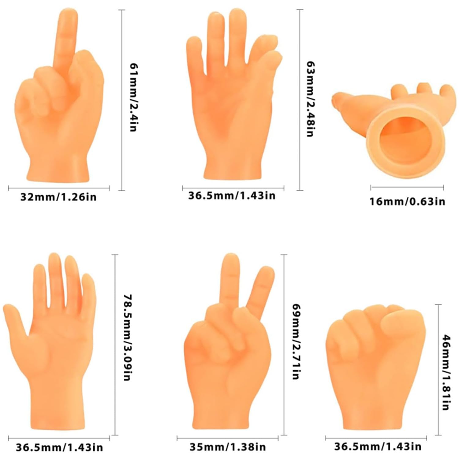 JJiaoLinin Mini Finger Hands, 6 Pcs Tiny Hands Finger Puppets, Fingers Props with 6 Gestures,Human-Pet Interaction Props - Image 2