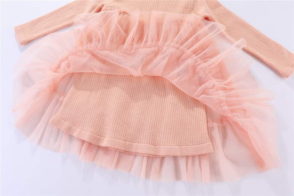 Mud Kingdom Girls Rib Knit Sweater Princess Dress with Tulle Long Sleeve - Image 7