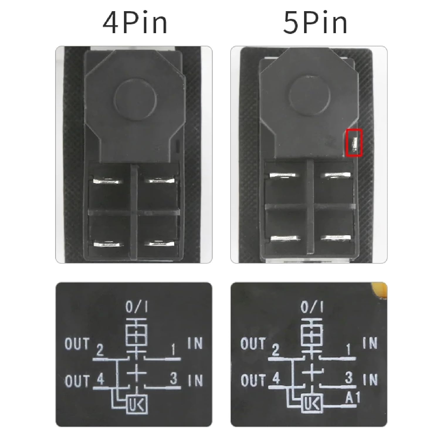 YH02-A Electromagnetic Push Button Switch, 110V/220V Dual Voltage, 15A Contact Capacity, Waterproof Panel for Machine Tool Equipment, 4PIN 5PIN Starter (5PIN 220V)