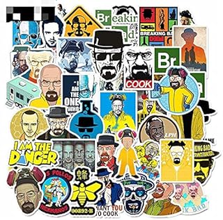 Affoto 50PCS Breaking Bad Laptop Stickers,Gift for Children Teens Adults Kids,Waterproof TV Series Stickers for Scrapbook Water Bottle,Aesthetic Stickers for Skateboard Journal Wall Car