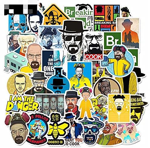 Affoto 50PCS Breaking Bad Laptop Stickers,Gift for Children Teens Adults Kids,Waterproof TV Series Stickers for Scrapbook Water Bottle,Aesthetic Stickers for Skateboard Journal Wall Car