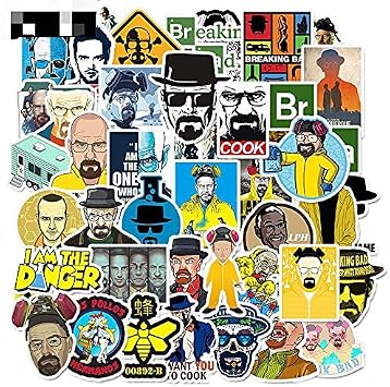 50PCS Breaking Bad Laptop Stickers - Gift for Children, Teens, Adults & Kids - Waterproof, Aesthetic Stickers for Scrapbook, Water Bottle, Skateboard, Journal, Wall, Car