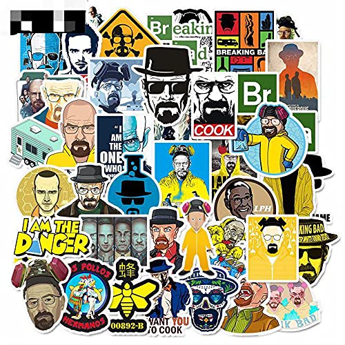 50PCS Breaking Bad Laptop Stickers - Gift for Children, Teens, Adults & Kids - Waterproof, Aesthetic Stickers for Scrapbook, Water Bottle, Skateboard, Journal, Wall, Car