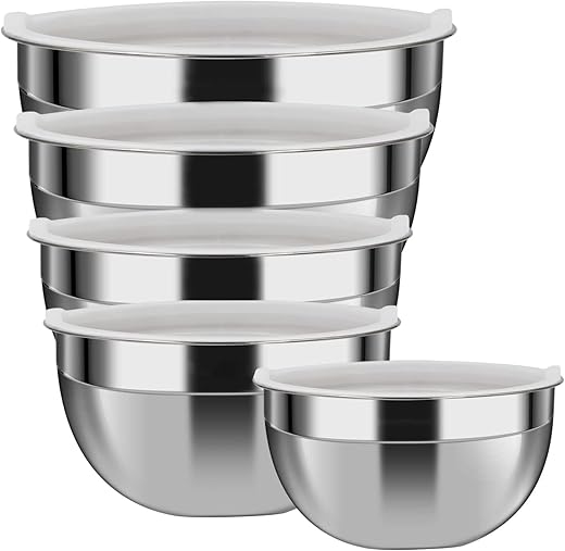 Luvan 304 ciotole in acciaio inossidabile con coperchi, set di 5 (1,45...