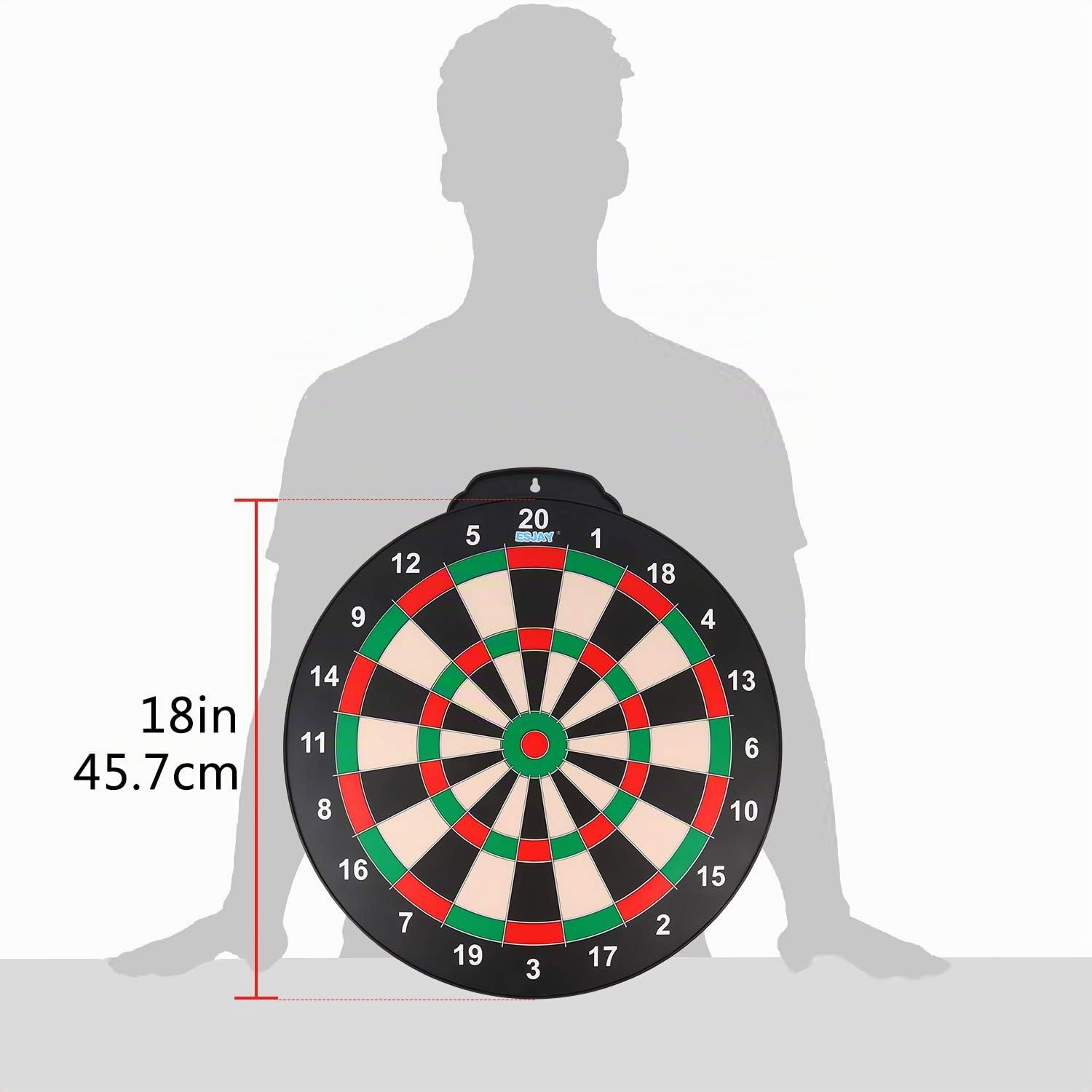 Esjay Jeu de fléchettes magnétiques Sûr pour Les Enfants de 8+ Ans Cadeau pour Les garçons Jeu d'intérieur et d'extérieur avec 12 fléchettes Fléchettes de Grande Taille de 45,7 cm à Double Face