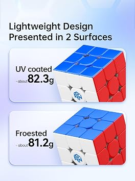 CuberShop GAN 356 MagLev Frosted Stickerless 3x3 Speed Cube, Gans Upgraded 2023 GAN 356 M MagLev Pro Version, Smooth & Fast 3 by 3 Gan MagLev Magic Cube (Stickerless Frosted Primary Internal)