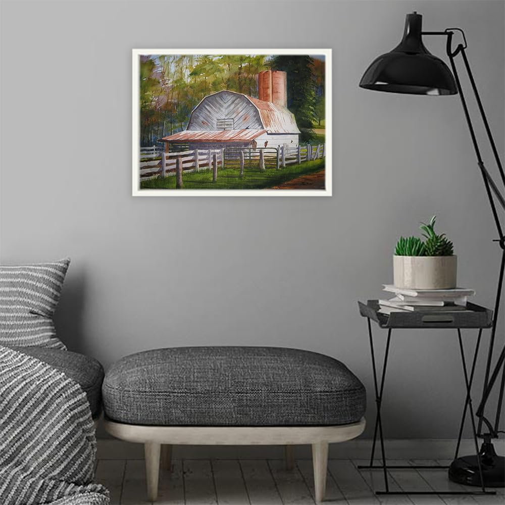 VERRE ART Printed Framed Canvas Painting for Home Decor Office Wall Studio Wall Living Room Decoration (22x14inch White Floater) - Boone Barn