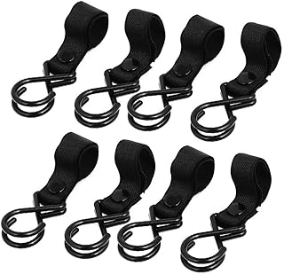 New Lon0167 8pcs 11lb Featured Capacity Adjustable Hook reliable efficacy Loop Closure Stroller Hanger Black(id:0b8 84 1e b08)