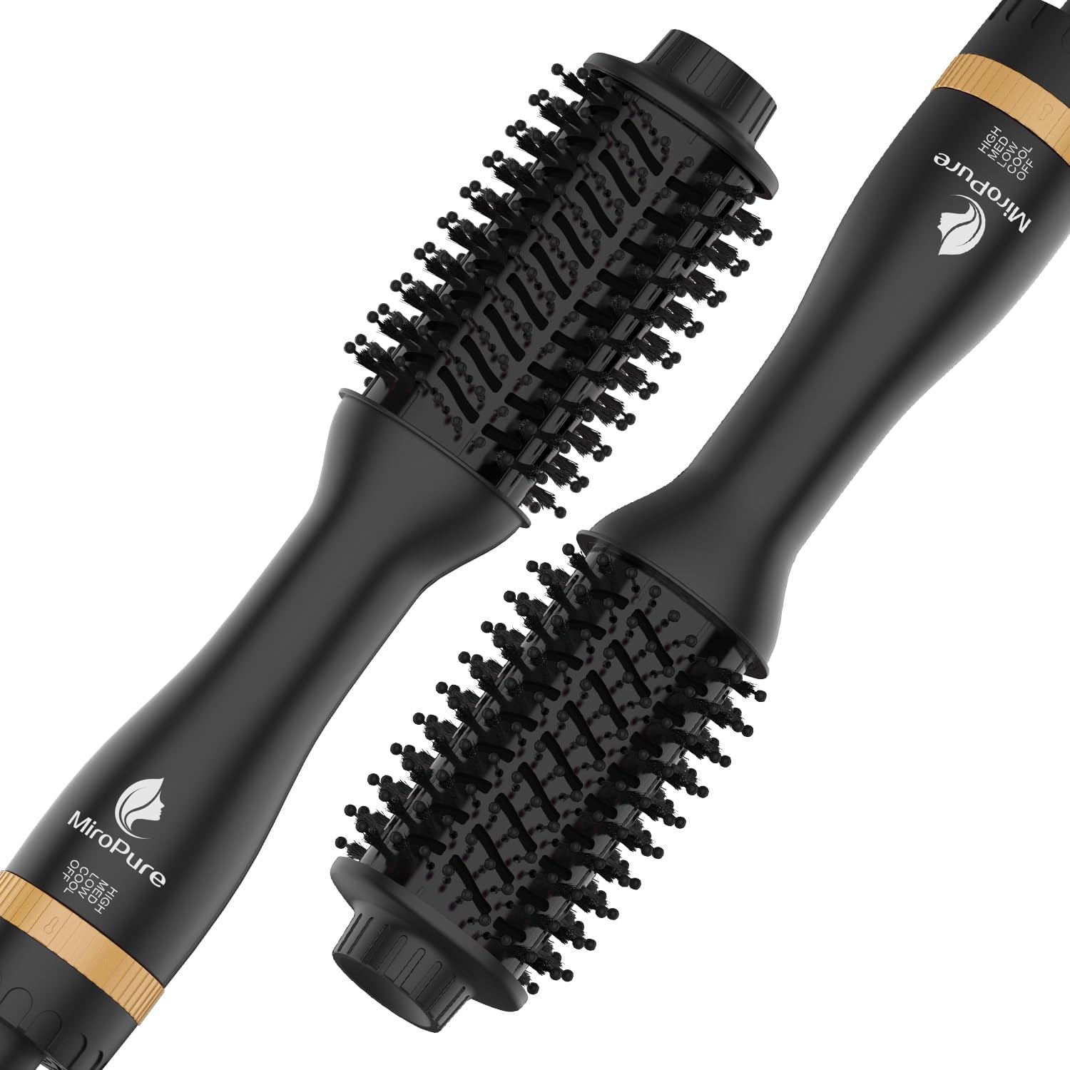 Hair Dryer Brush Blow Dryer Brush in One, MiroPure 4 in 1 Hair Dryer and Styler Volumizer with 4 Speed Temp Settings, Hot Air Brush with Oval Barrel for All Hair Style and Fast Drying, Gold