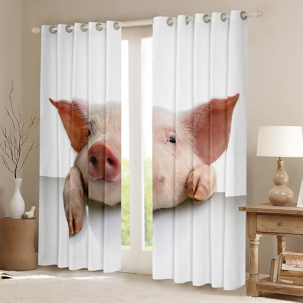Urocza świnka zasłony zaciemniające (30%-50%) 3D zwierzęta kurtyna kawaii świnka zaciemniająca okna do sypialni świnia zwierzęta dekoracje okienne szer. 66 x dł. 72