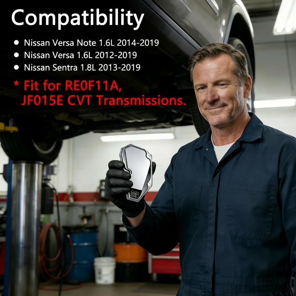 RE0F11A JF015E Transmission Filter & Oil Pan Gasket Kit Compatible With Nissan Sentra 2013-2019 Versa 2012-2019 Versa Note 2014-2019 CVT Transmission Oil Pan Filter Replace# 33010-JF015