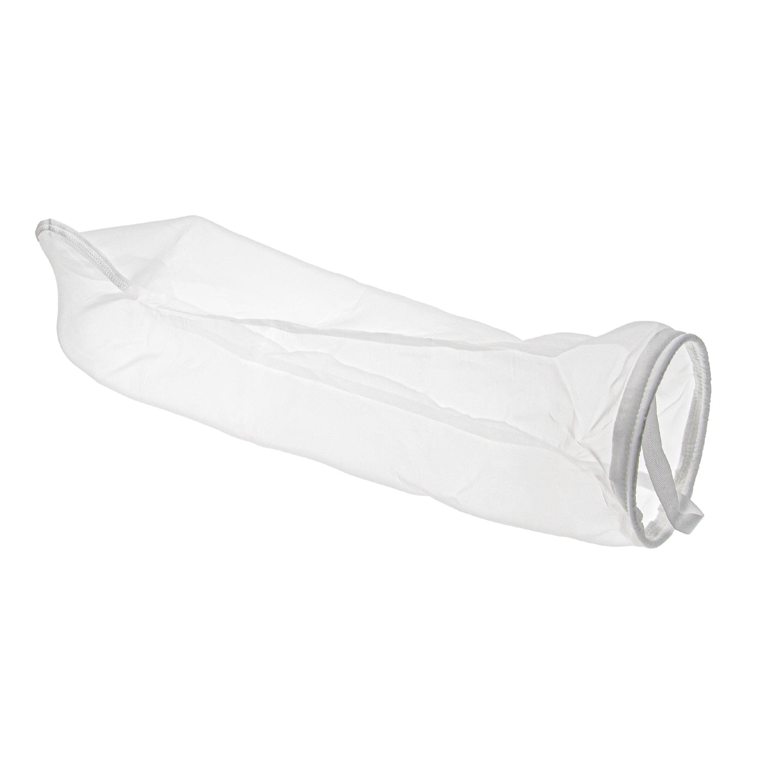 vhbw Calza filtrante Universale Compatibile con acquari, Piscine, Skimmer - Sacchetto filtrante, Nylon, 18 x 81 cm, 100 Micron, Bianco