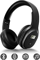 Vista 9 de F2 FM Radio auriculares inalámbricos Bluetooth 5.2 con micrófono incorporado, receptor de radio portátil auricular con cable/inalámbrico sobre