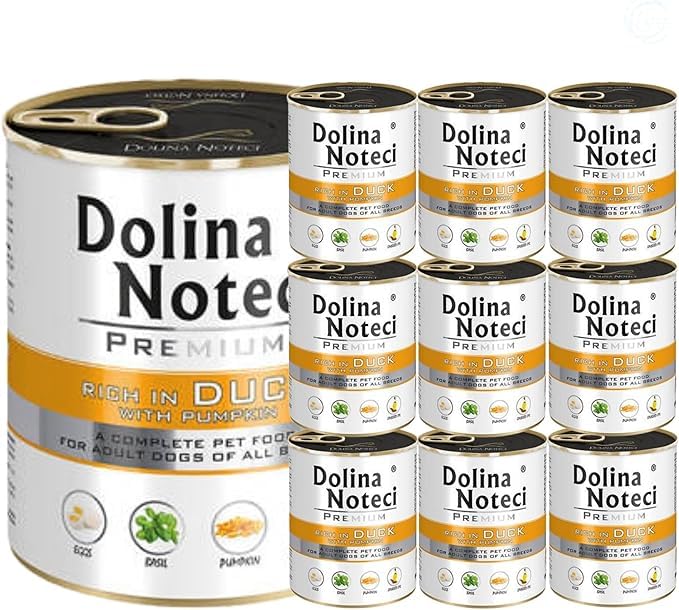Dolina Noteci Premium – Gluten-Free Wet Dog Food 800g – High Meat Content – Natural Meal for Adult Dogs – No Artificial Additives – Omega 3 & 6 (Duck With Pumpkin, 10x800g)