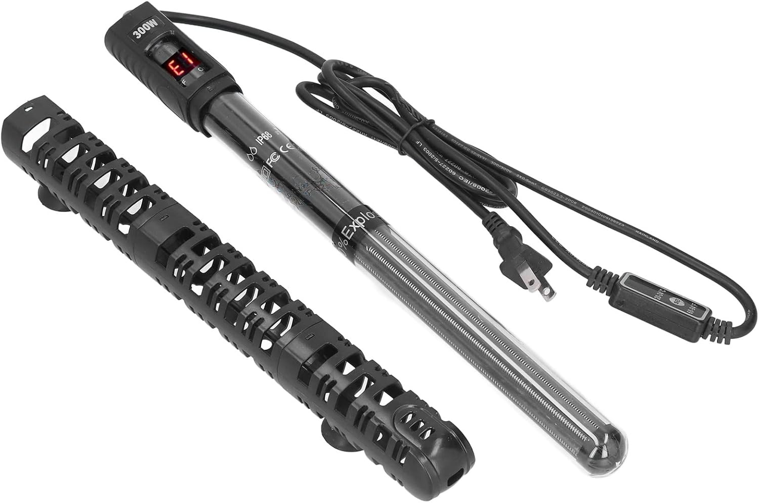 300W Aquarium Heater, Adjustable Temperature 2034C 6894F with Removable and 2 Suction Cups, for Freshwater Saltwater Fish Tank 120150L