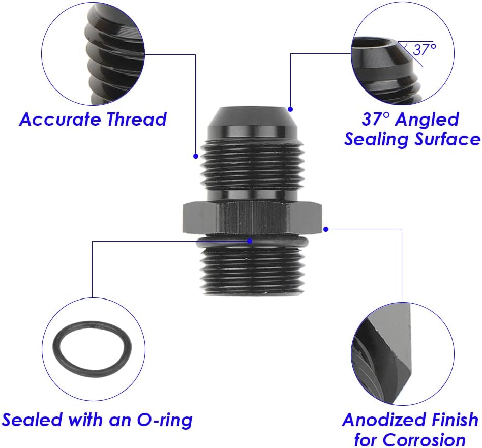 YSIL 6AN Male Flare to 6AN ORB Fuel Pump Rail Fitting Adapter Aluminum 2PCS