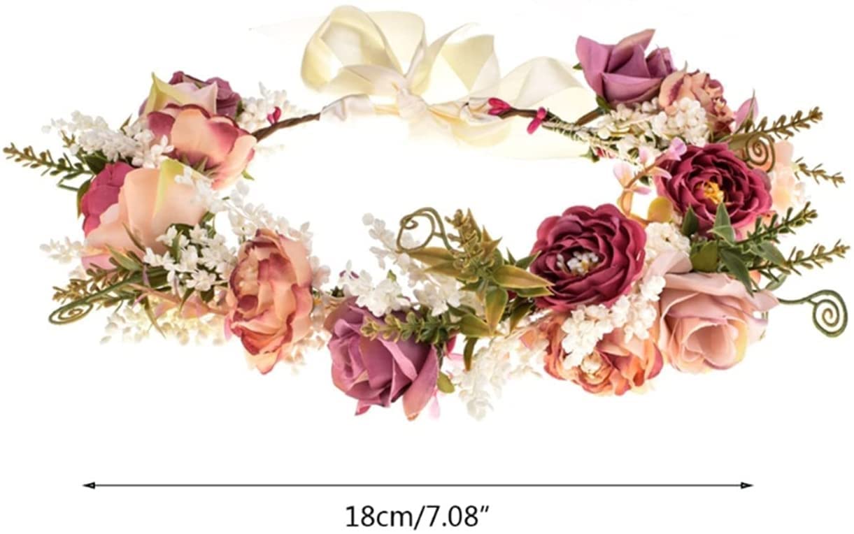 Fiore Corona Ghirlanda Capelli Corona Floreale Sposa Fascia Matrimonio Donne Ragazze Accessori for Capelli tiarate Testa