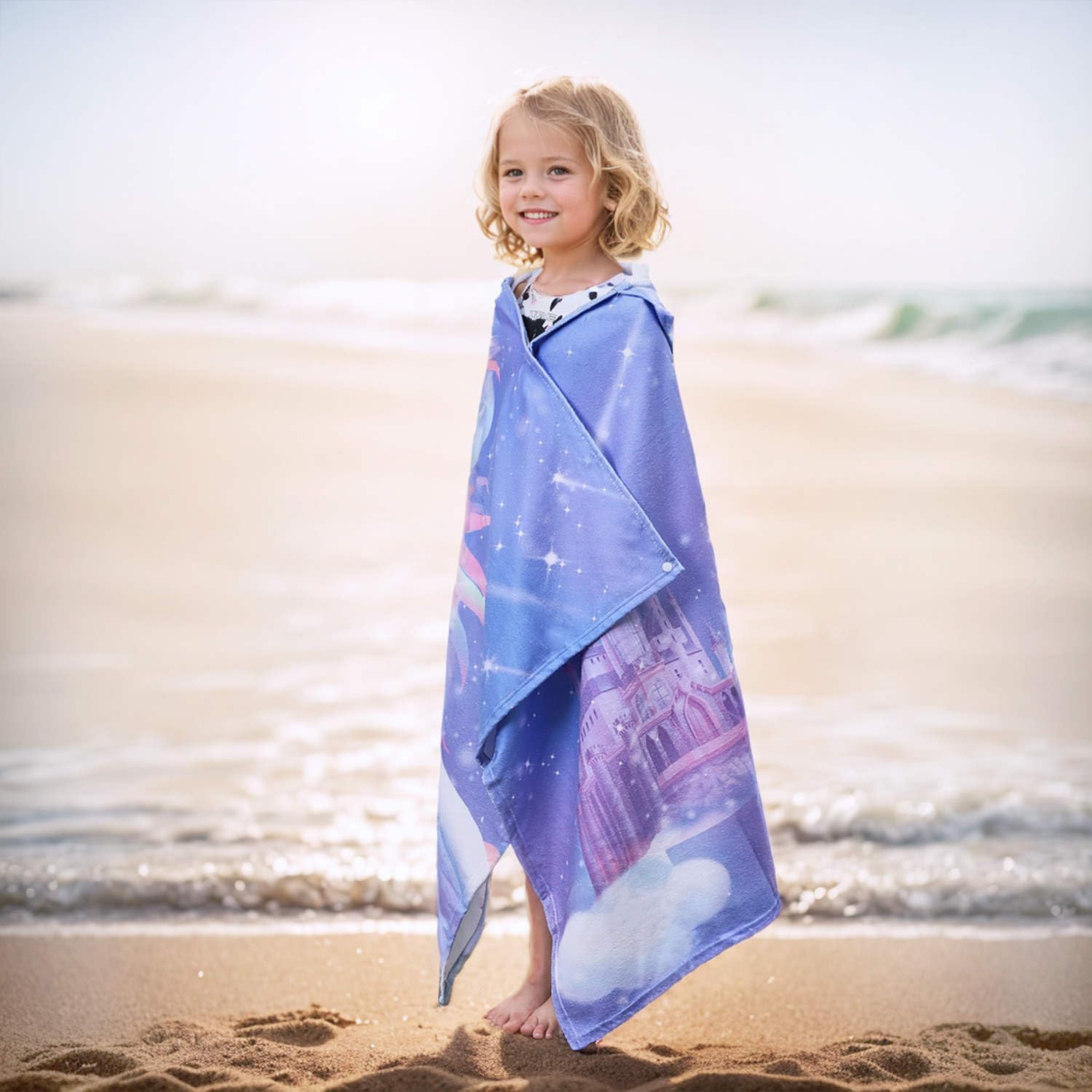 Bath Towels for Kids Ages 4-8 Beach Towels Unicorn Purple Pool Travel Swimming Bath Shower Towel for Girl Kids Beach Towel for Girls Hooded Towel 30 * 50 - Image 3