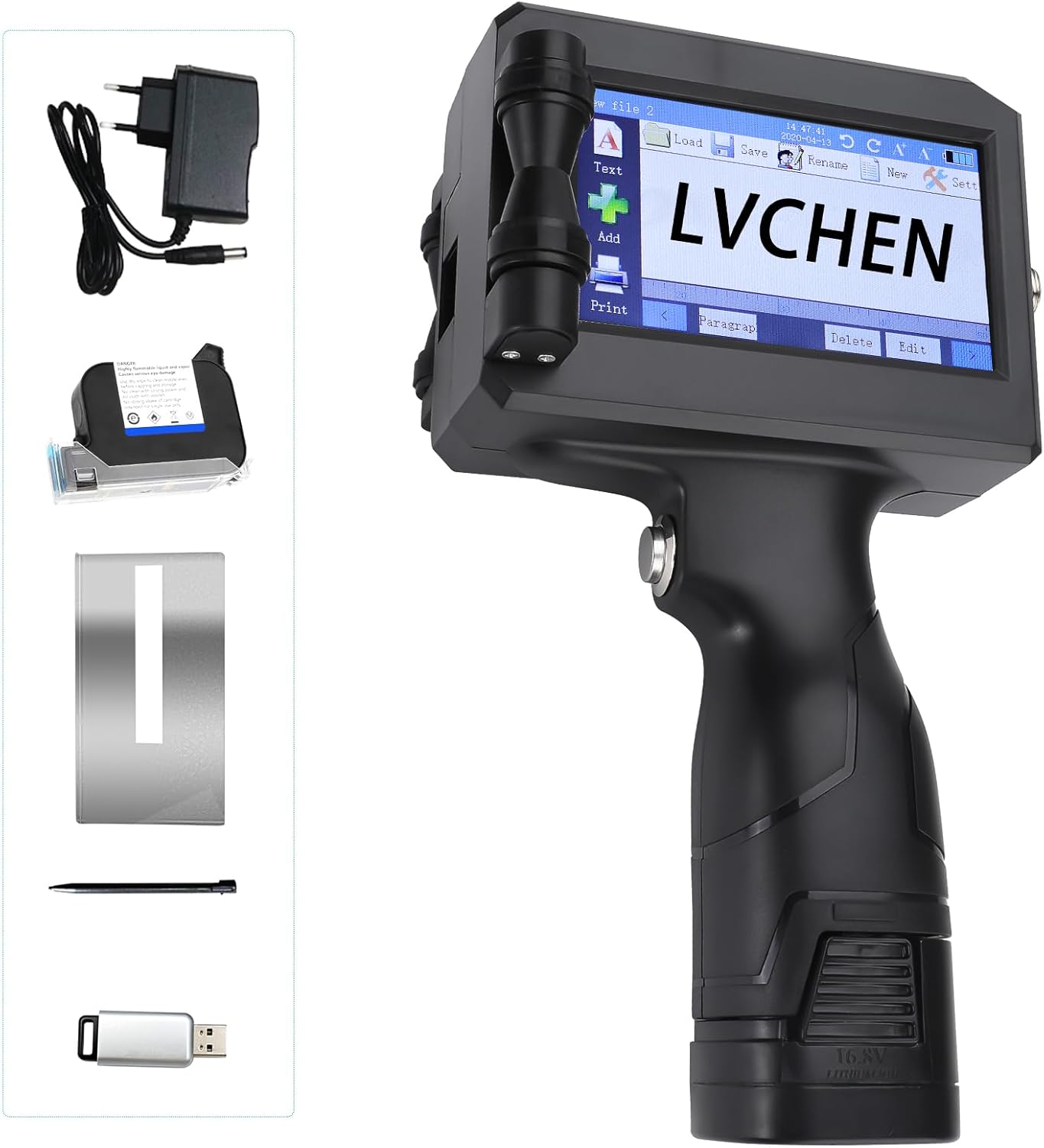 LVCHEN Handheld Inkjet Printer Gun with 4.3 Inch LED Touch