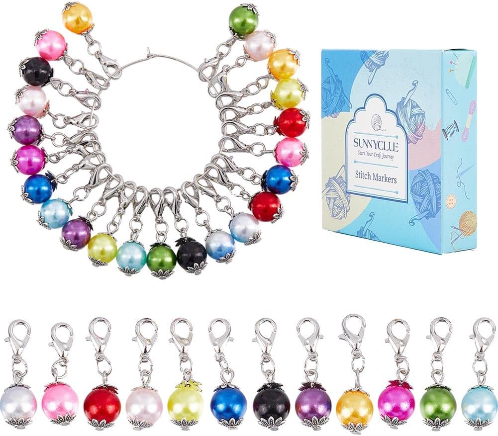 SUNNYCLUE 1 Box 20Pcs Stitch Markers Cute Lobster Clasp Charms Green Plants Cactus Crochet Stitch Marker Removable Knitting Stitch Markers Metal Crocheting Markers for Sewing Weaving Knit Threading