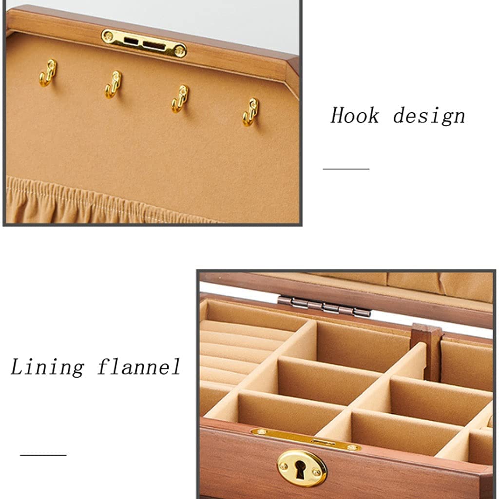 XBTGS Uhrenbox, Uhren-Organizer, Holz-Schmuckschatulle mit Schlüssel und Vollschloss, für Ohrringe, Halsketten, Uhren, sechseckige Form, Aufbewahrungsbox für Uhren, A-sechseckig, 4 LA, A-sechseckig, 4