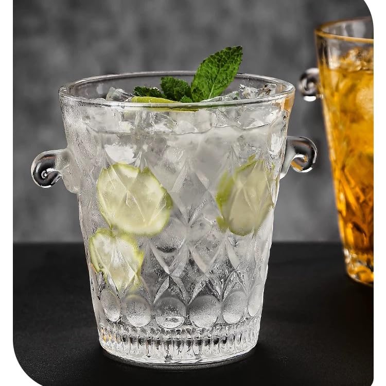 Fiesta de Cubos de Hielo Cubo de Hielo Vidrio portátil, contenedor for Bares, cafeterías, Uso Comercial, Cubos Cerveza, Herramientas refrigeración Bebidas, Fiestas Familiares(2l)
