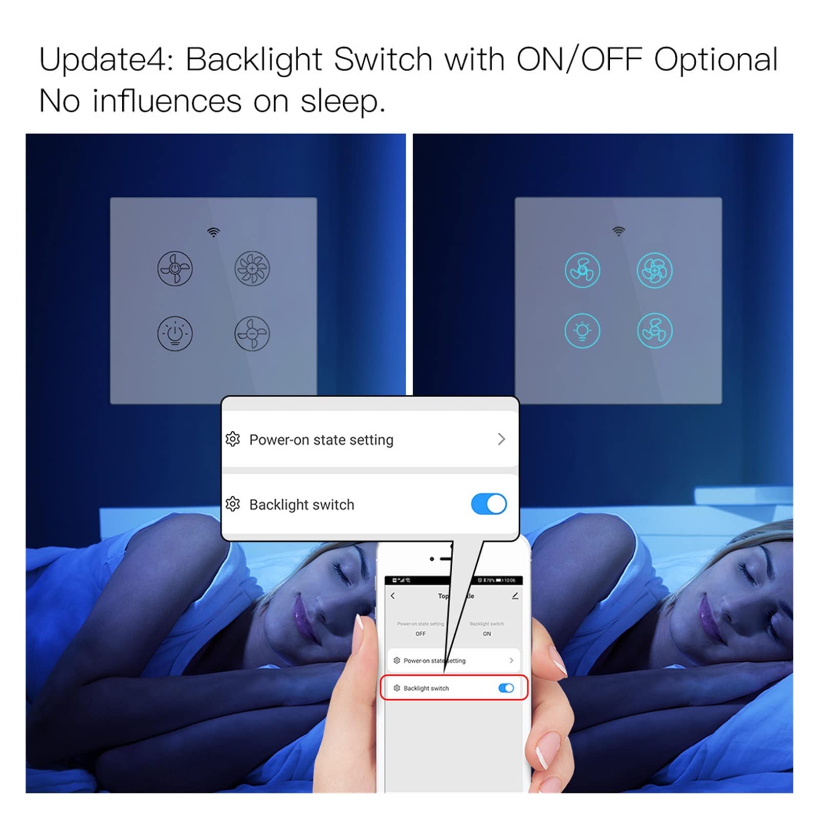 Inteligentny przełącznik WiFi RF Inteligentny wentylator sufitowy Światło 2/3-drożne sterowanie Smart Life RF Zdalne sterowanie prędkością Inteligentny włącznik światła kompatybilny z domem (Kolor: 1)