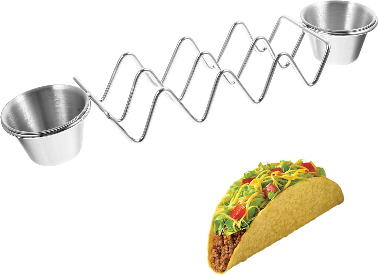 Stainless Steel Taco Storage Rack with Sauce Cup