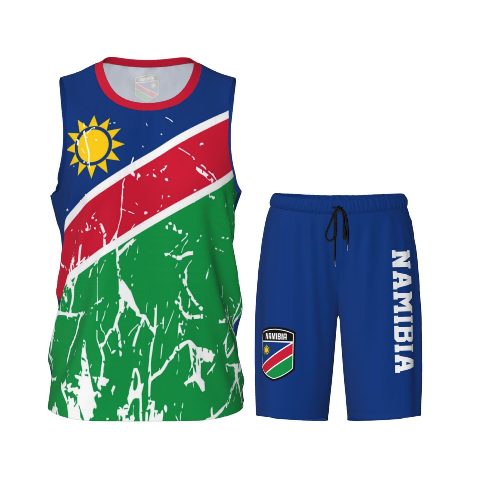 Namibia Flag Grain (1) Basketball Jersey Uniform Suit for Men Women Adults Training Athletic Set
