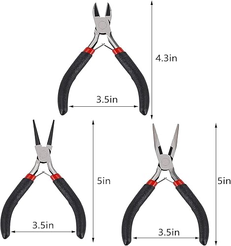 Miniatura 7 de WUCID Alicates de joyería, alicates de 3.5 pulgadas, pinzas de cabeza recta, kit de fabricación de joyas, kit de combinación de cuentas para
