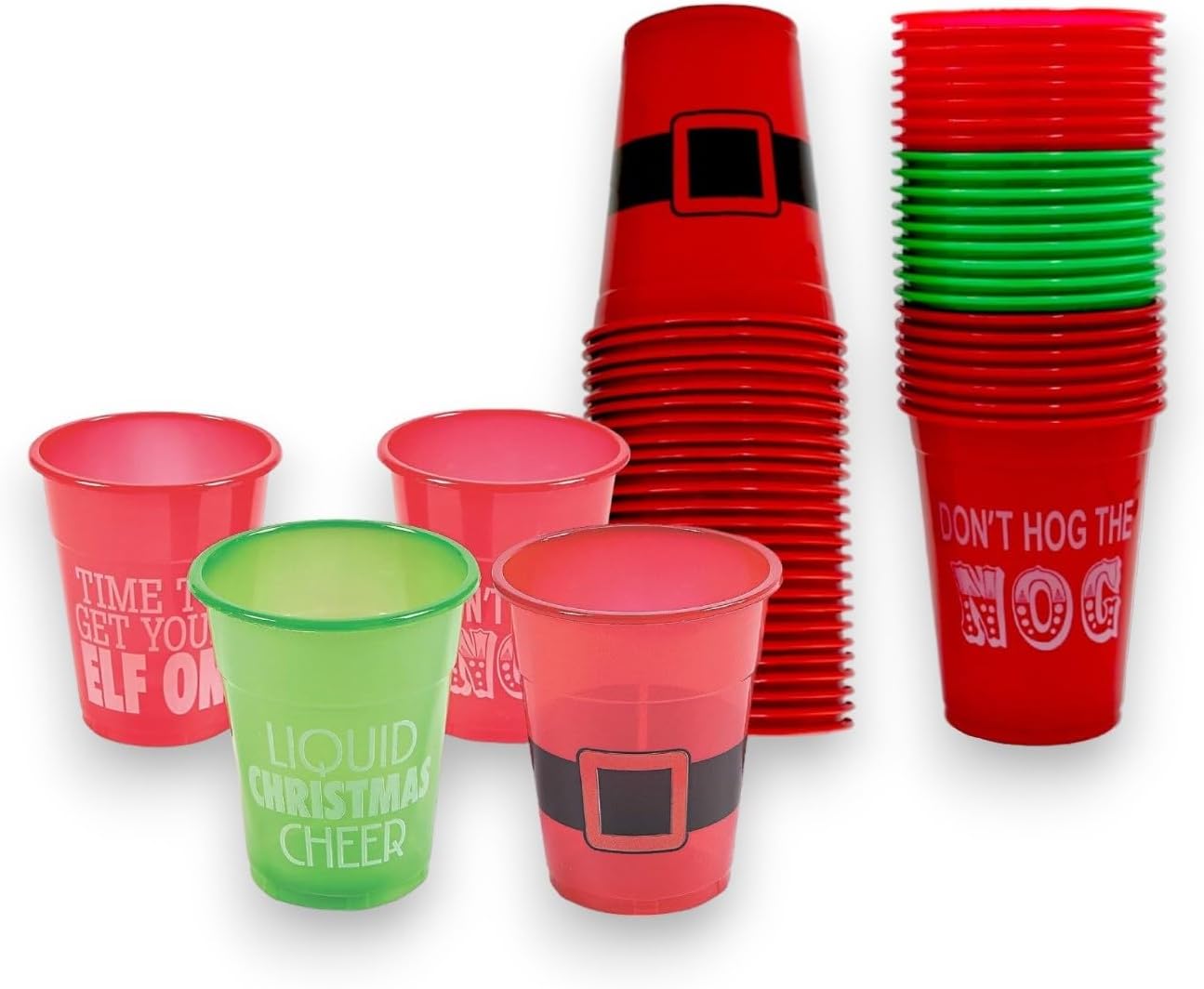 Dandat 150 Pcs Christmas Cups 16 oz Christmas Plastic Cups