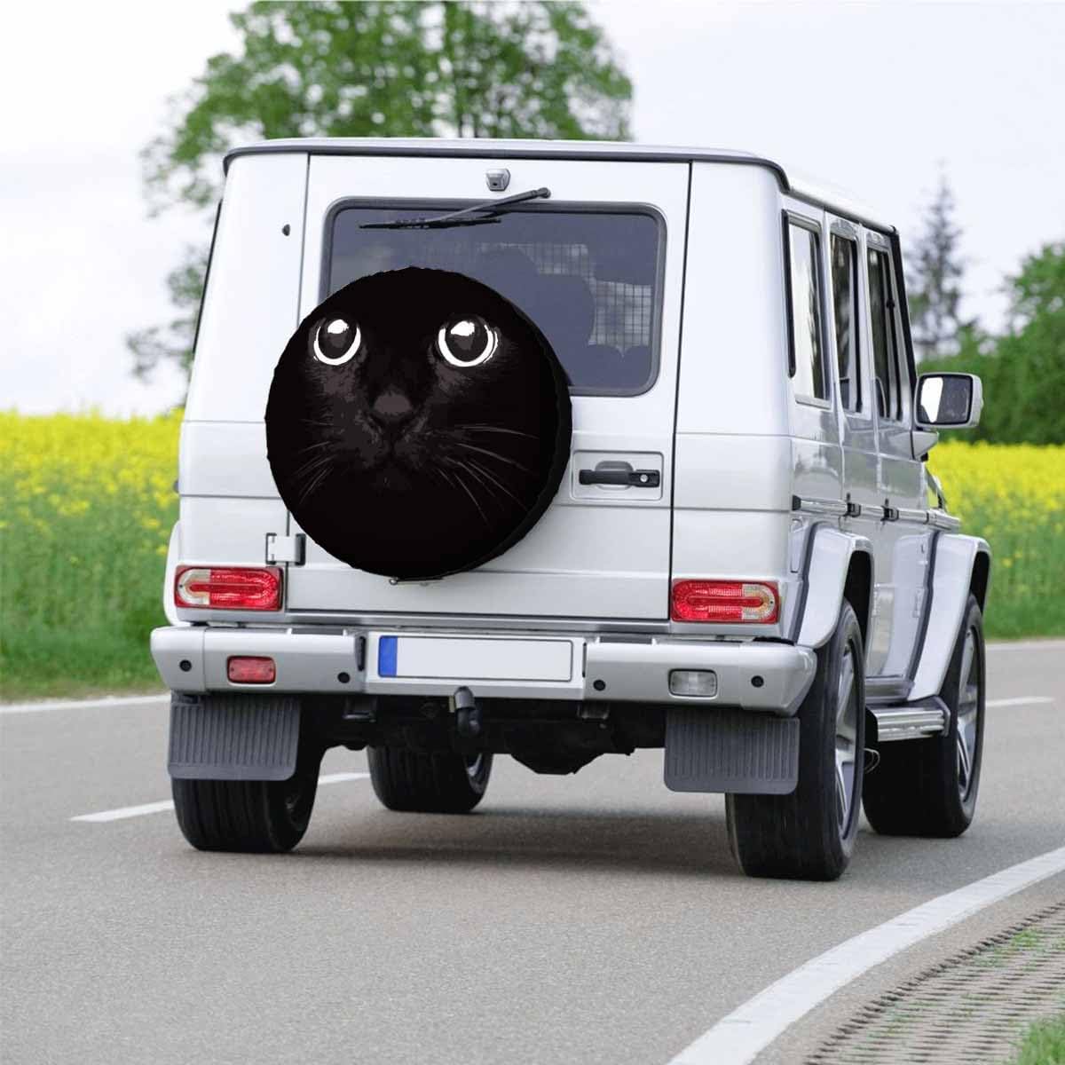 Black Cat Spare Tire Cover for RV Trailer Cat with Glowing Eyes in The Dark Wheel Protectors Weatherproof Polyester Tire Case for All Cars SUV Camper Travel 15 inch