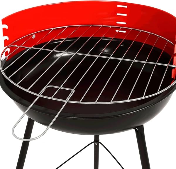 Acomoda Textil – Barbacoa de Carbon con Parrilla Redonda y Estructura de Acero, Ligera y Portatil. Asador 33x56 cm Ideal para Jardin, Camping o Terraza de Facil de Limpieza - 3