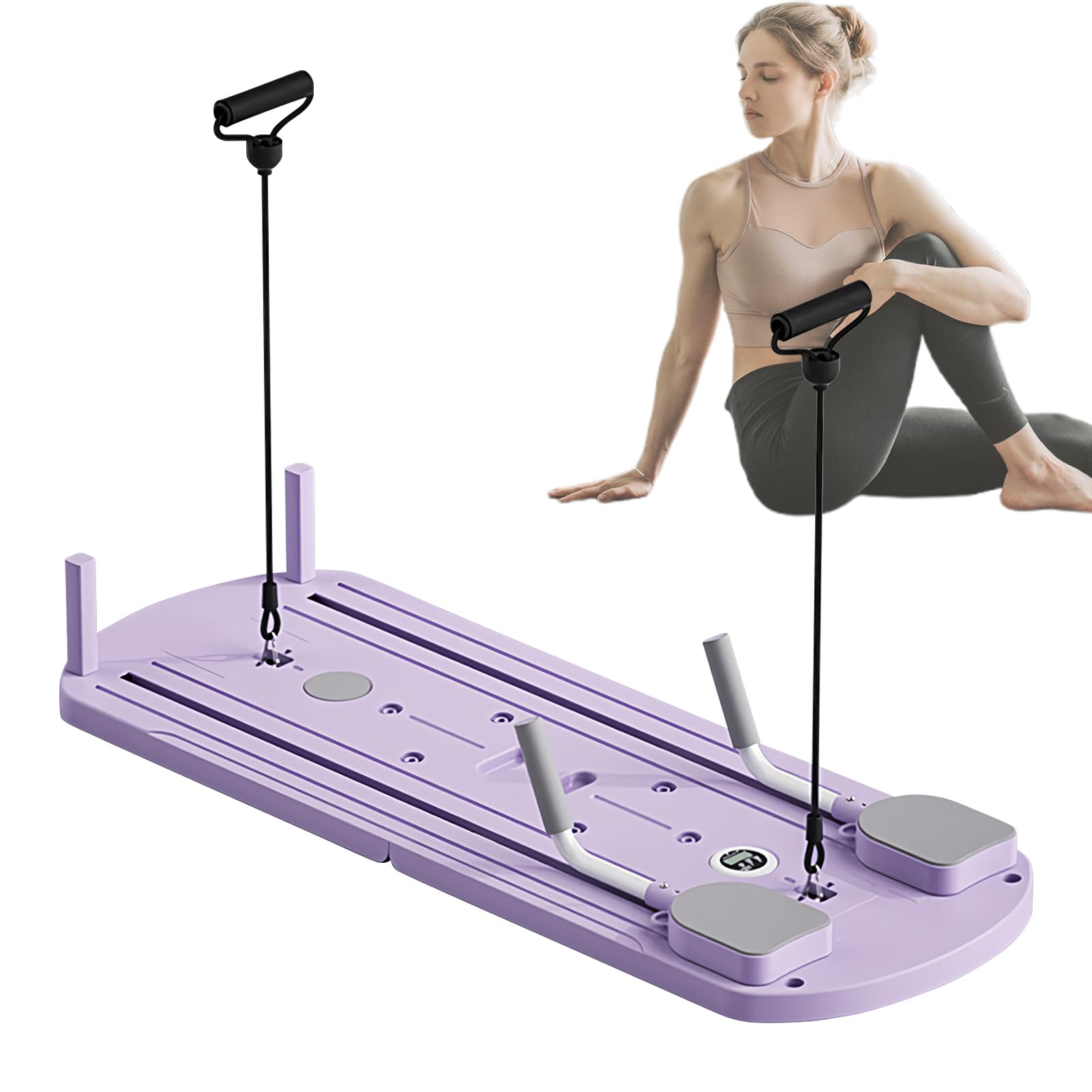 Pilates Reformer Pieghevole – Piattaforma Per Esercizi Compatta Con | Contatore LED Integrato, Struttura Robusta, Scorrevolezza | Attrezzo Home Fitness Con Resistenza Regolabile Per Pratica Pilat