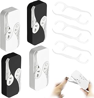 4 Pcs Portable Floss Dispenser, Floss Pick Dispenser Dental Floss Dispenser Floss Pick Holder with 48 Pcs Dental Floss, Floss Box Dispenser Refillable Travel Floss Picks Case for Family Hotel Travel