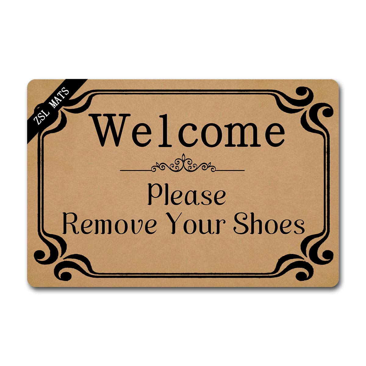 ZSL Indoor Outdoor Doormat Non Slip Door Mats Funny Welcome Front Door mat Personalized Design Kitchen Non Slip Entrance Shoe mat and Rugs (23.6 X 15.7 in) Welcome Please Remove Your Shoes