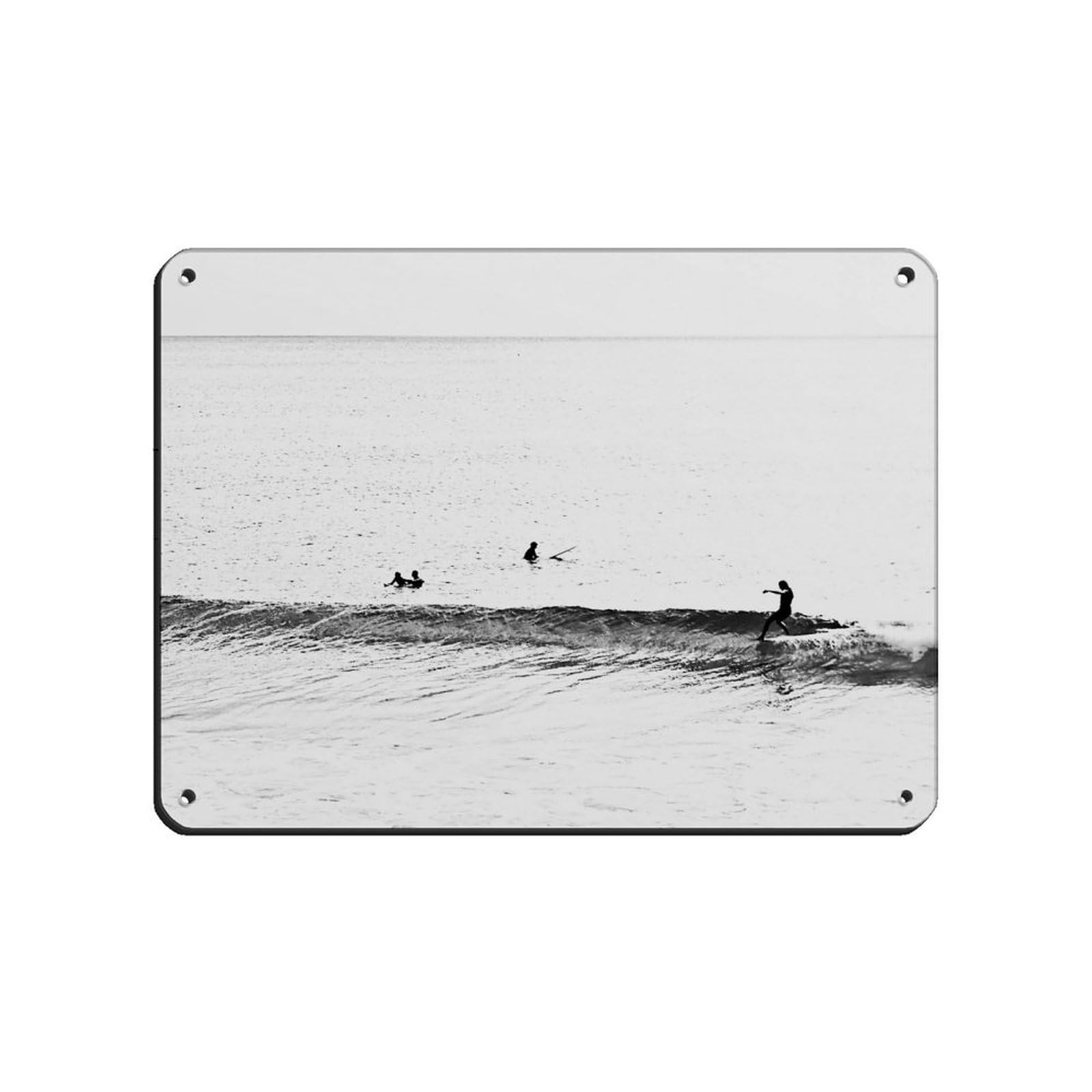 Poster rétro noir et blanc plage tropicale et surf vintage 30x40