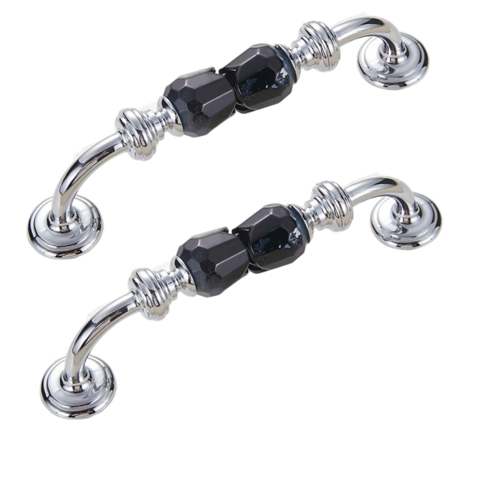 Kfgisd Bright Chrome Black 2Pcs Bedroom Drawer Handles Single And Double Hole Multi-Color Glass Crystal Rose Knob Handle,Crystal Handles(,Double Hole)