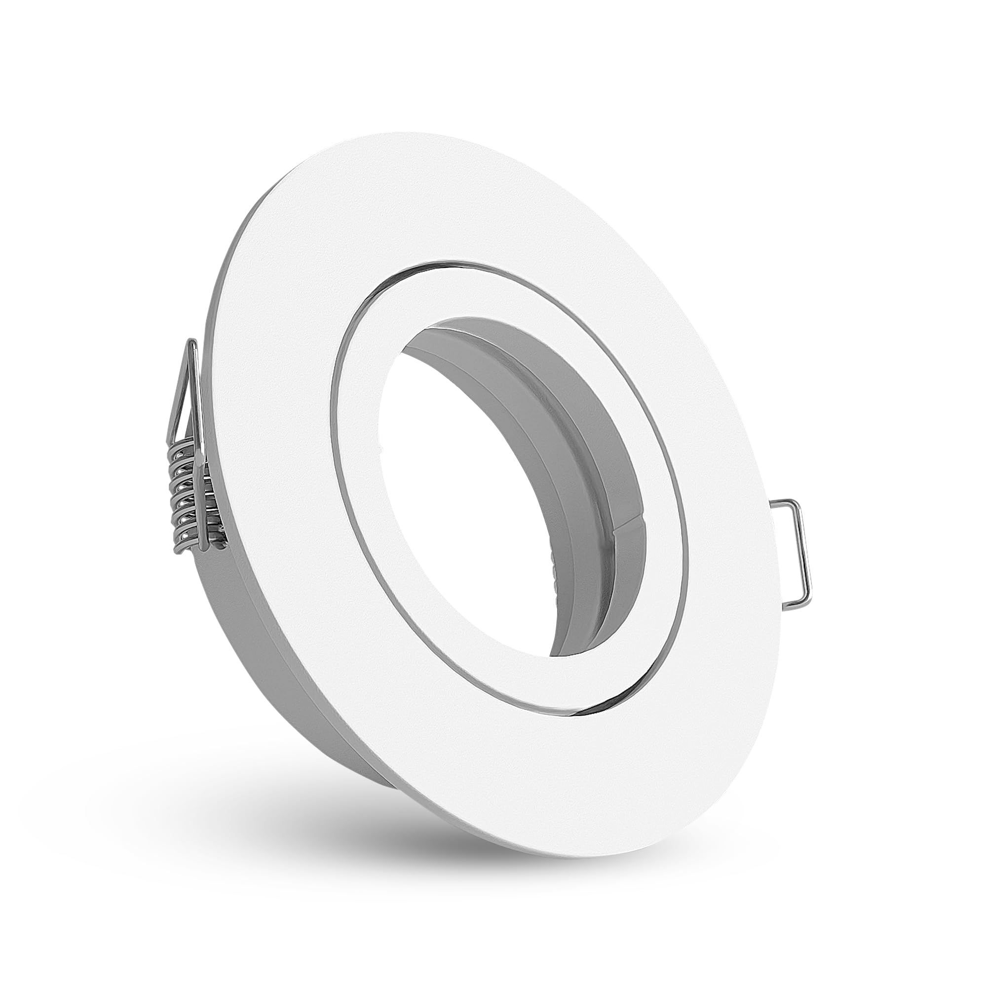 Linovum® - Foco redondo orientable con marco blanco y acero inoxidable