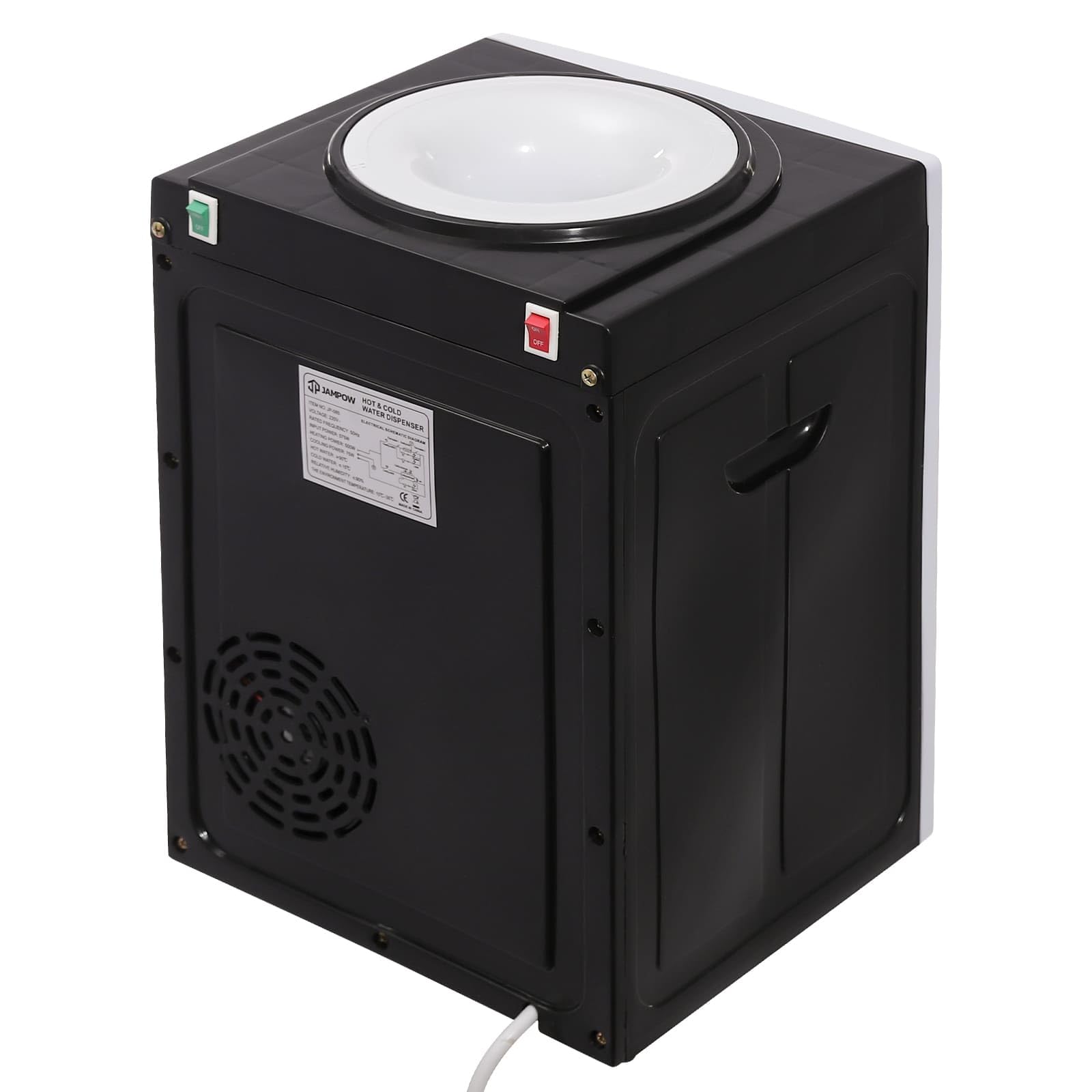 Distributeur d'eau Électrique, Fontaine à Eau, Eau Chaude (90°C) et Froide (15°C), 550W Chauffage/75W Refroidissement, en PP & INOX 304, pour Maison/Bureau (Blanc)