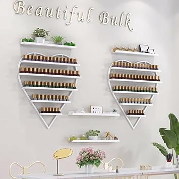 Wall-Mounted Nail Polish Organizer Rack, Nail Polish Wall Rack, Aesthetic Display for Nail Polish, Multifunctional Beauty/Nail Shop Organizer HolderWhite,6 Sets