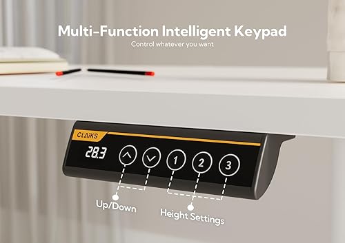 Miniatura 9 de Claiks Escritorio eléctrico de pie, escritorio de pie de altura ajustable, escritorio de pie de 55 x 24 pulgadas, escritorio de oficina en casa con