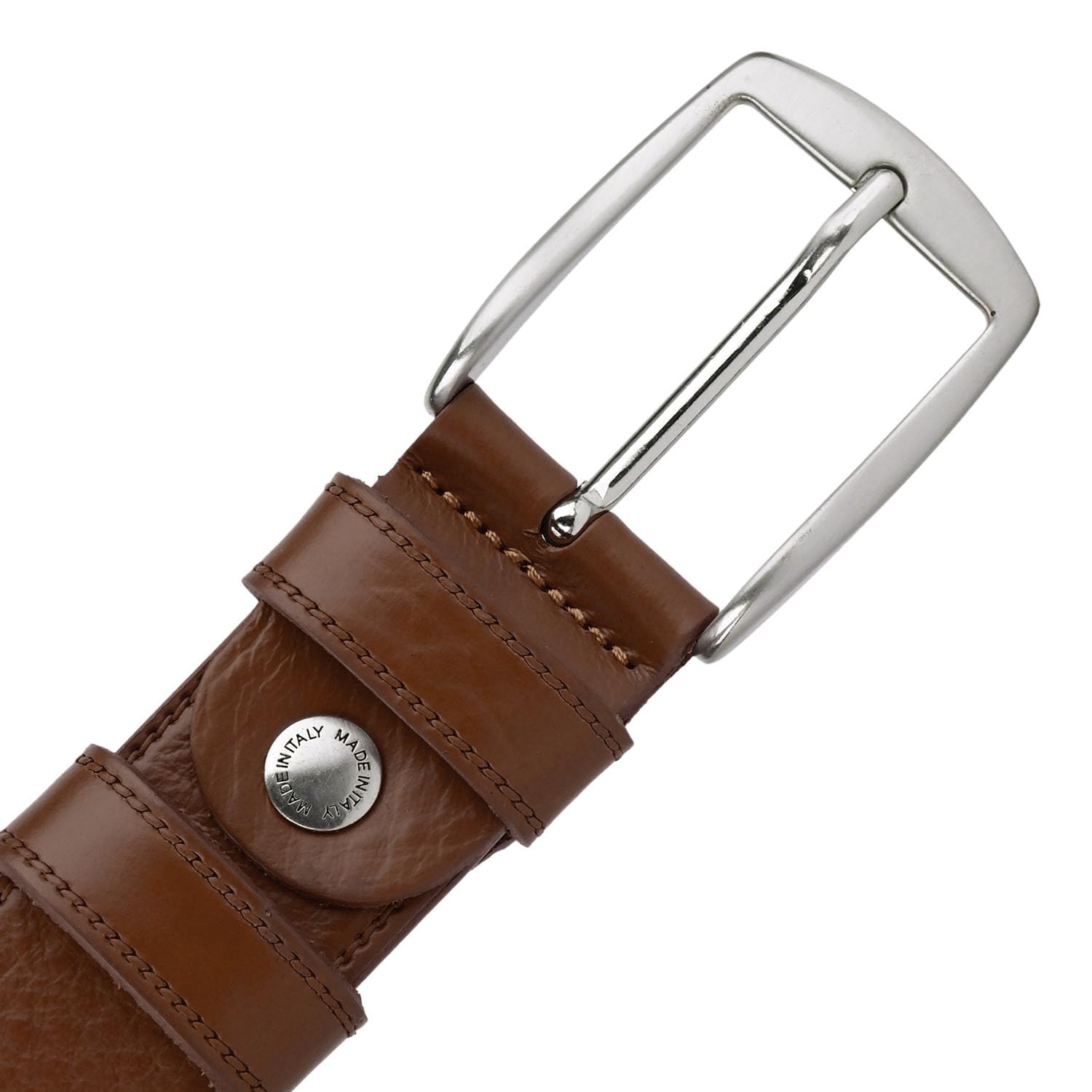 Conte Massimo Cintura Uomo in Vero Cuoio Pezzo Unico, Made in Italy, Fibbia Nickel Free, Accorciabile, Alta 3,5 cm Con Scatola