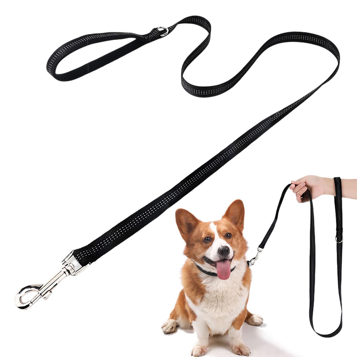 Longe pour Chien, Laisse Longue 2 M, Laisse De Dressage Réfléchissante pour Chien, pour Petits Moyens Grands Chiens, Noir