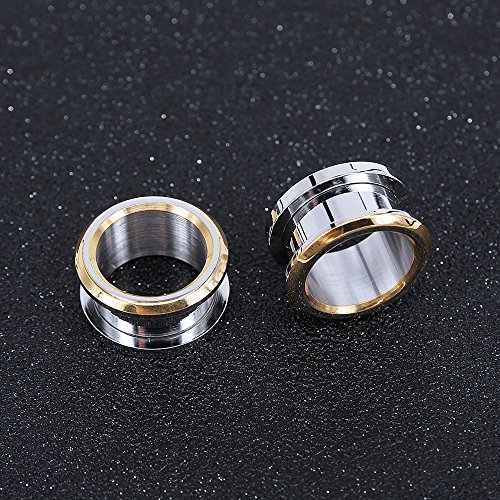 316L Stainless Steel Gold bevel Edge Flesh Ear Tunnel Plug Ear Gauges Expanders Body Jewelry (Gauge=5/8"(16mm))