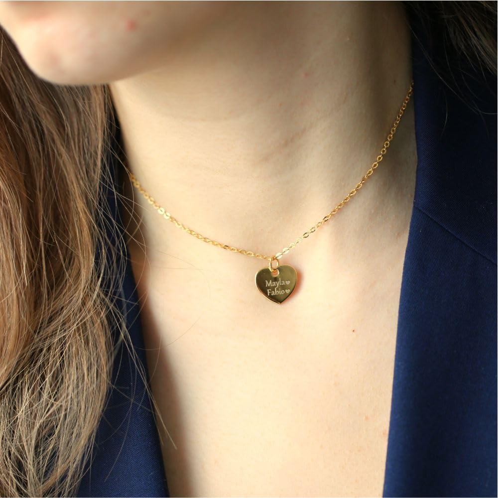 Goldkette mit Herz Anhänger & Gravur Halskette Gold Namen Schmuck Namenskette Herzkette Silberschmuck personalisiert