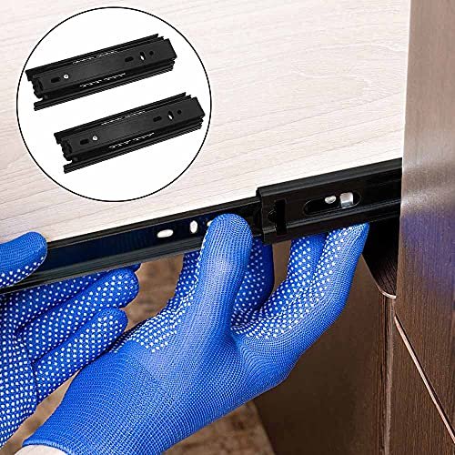 Prmape 2 Stück Schubladenschienen, 150mm Schubladen Auszugsschienen, 3 Falten Teleskopauszug Schublade, Schubladen Scharniere Vollauszug 285mm, Schwere Tragfähigkeit von 45 KG