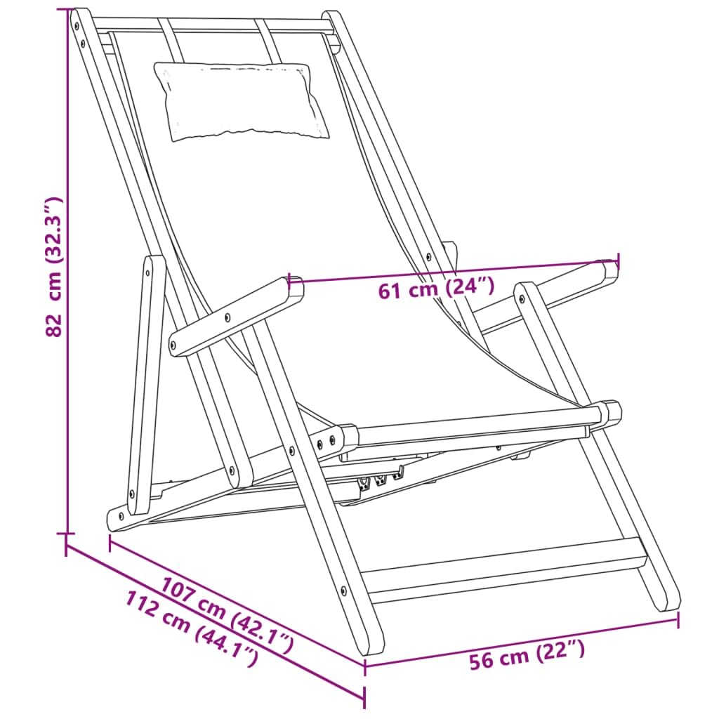 vidaXL Chaise de Plage Pliable Bleu et Blanc Bois d'eucalyptus/Tissu, Chaise Longue, Chaise d'extérieur, siège d'extérieur, Chaise de Camping