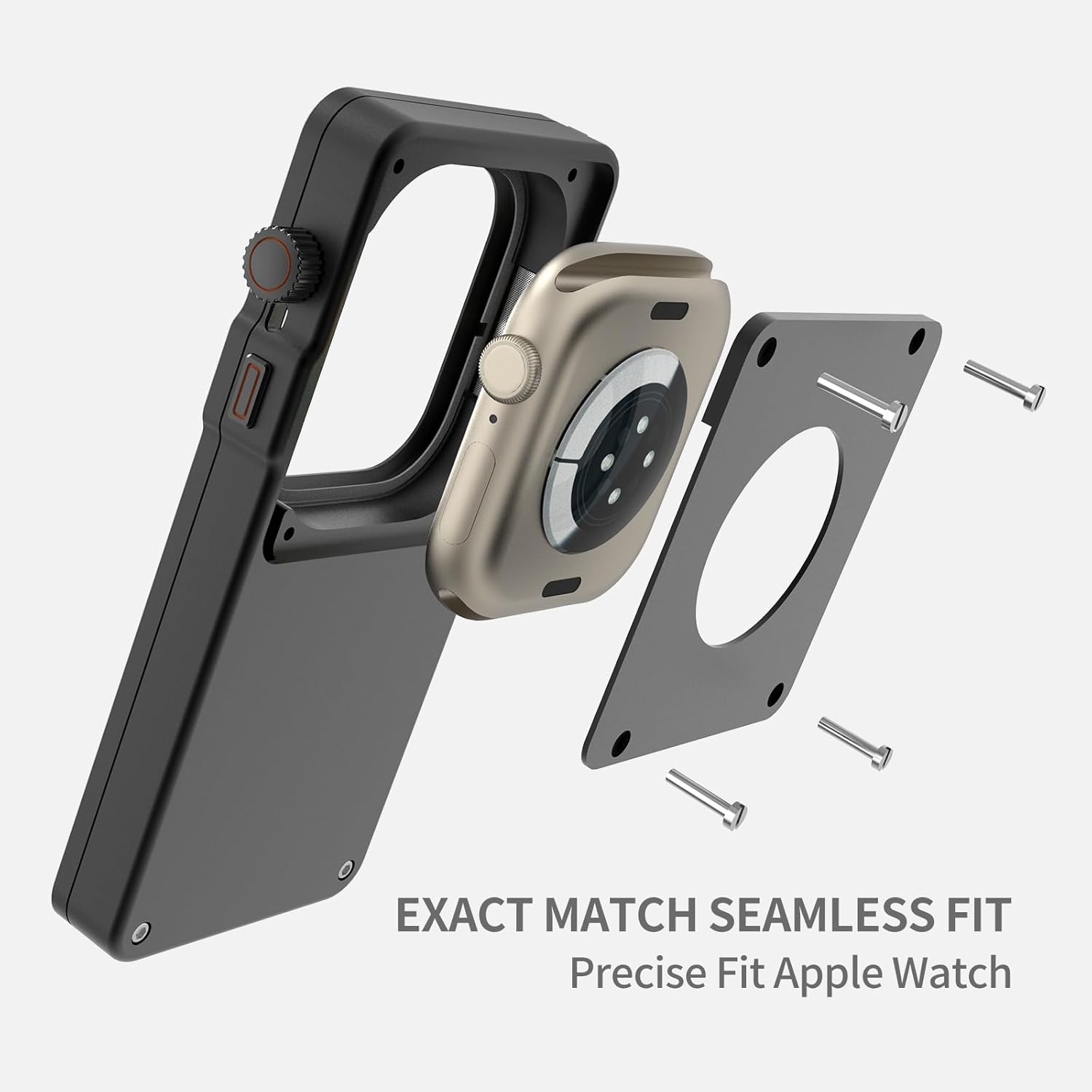 Aluminum Alloy Case for Apple Watch 49mm 44mm 45 46 42 40 41mm-Turn Your Apple Watch into a Smartphone,Retro iPod Style Metal Protective Cover with Click Wheel (Black, 44mm - Series SE3/SE2/SE/6/5/4)