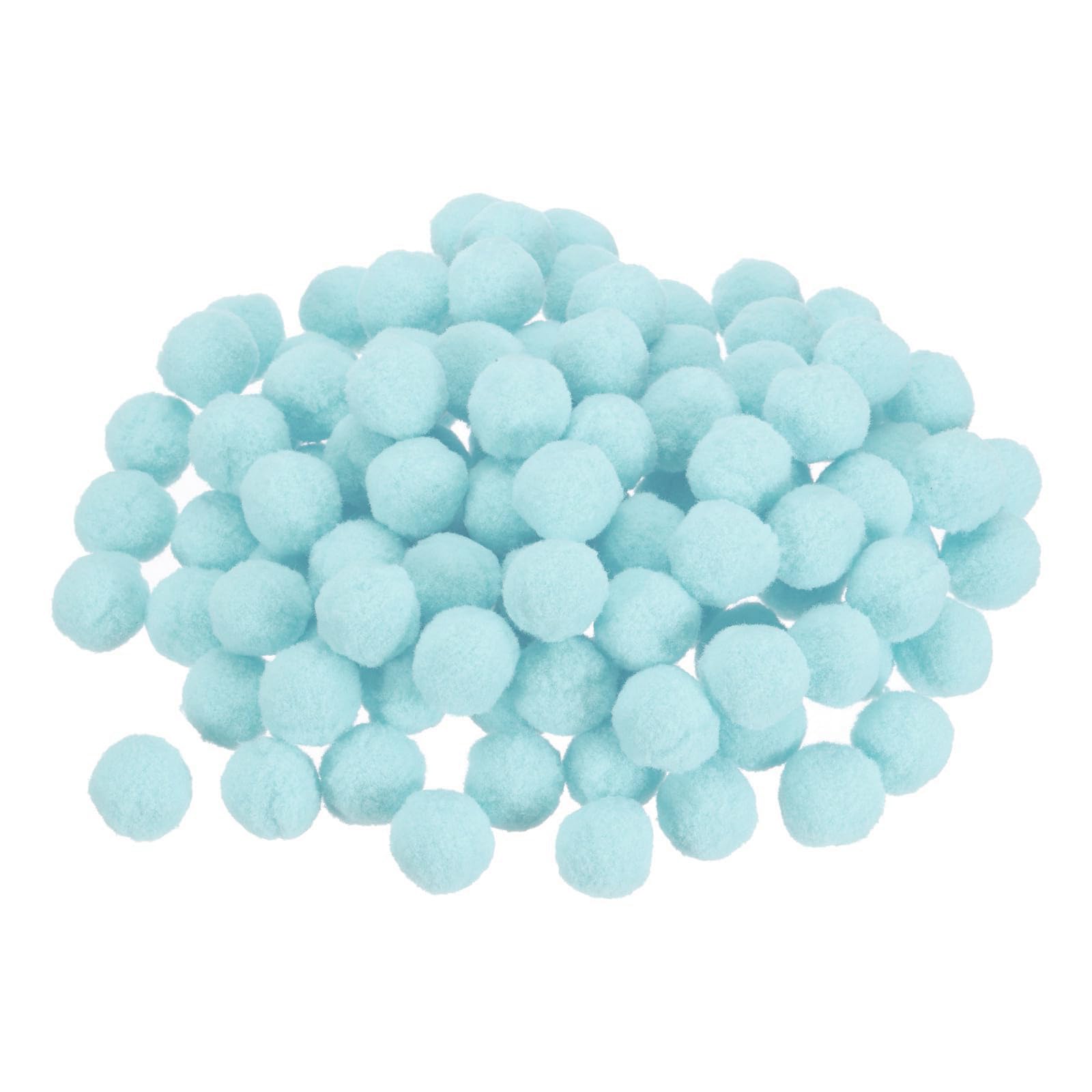 Unifizz 100Pcs Pom Felt Balls, 2cm Light Blue Fabric Pom Poms for Crafts, DIY Decor and Festive